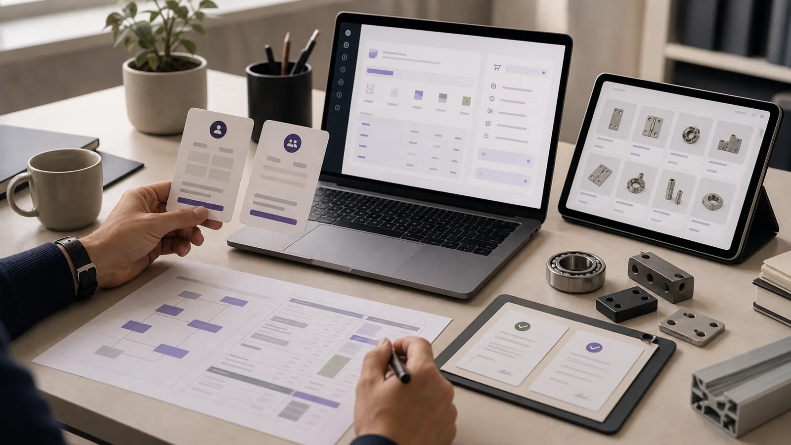 Parcours d’achat e-commerce B2B avec portail de commande et catalogue professionnel