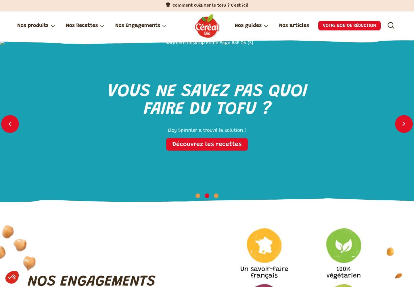Capture d'écran du site Céréal Bio