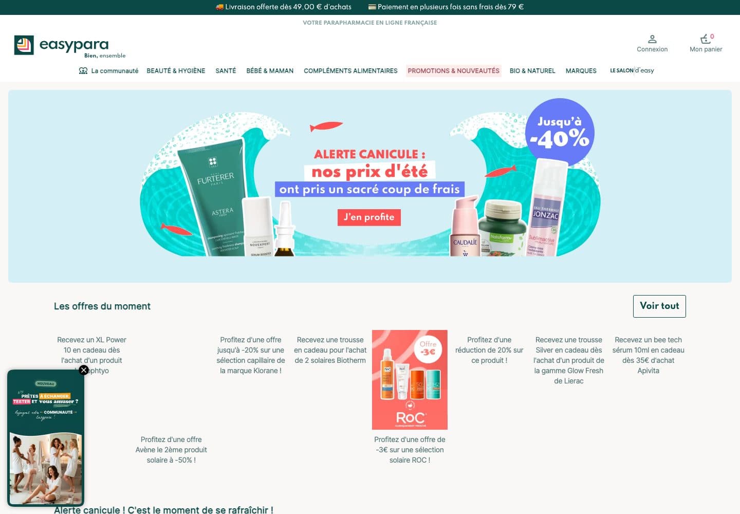 Capture d'écran du site Easypara