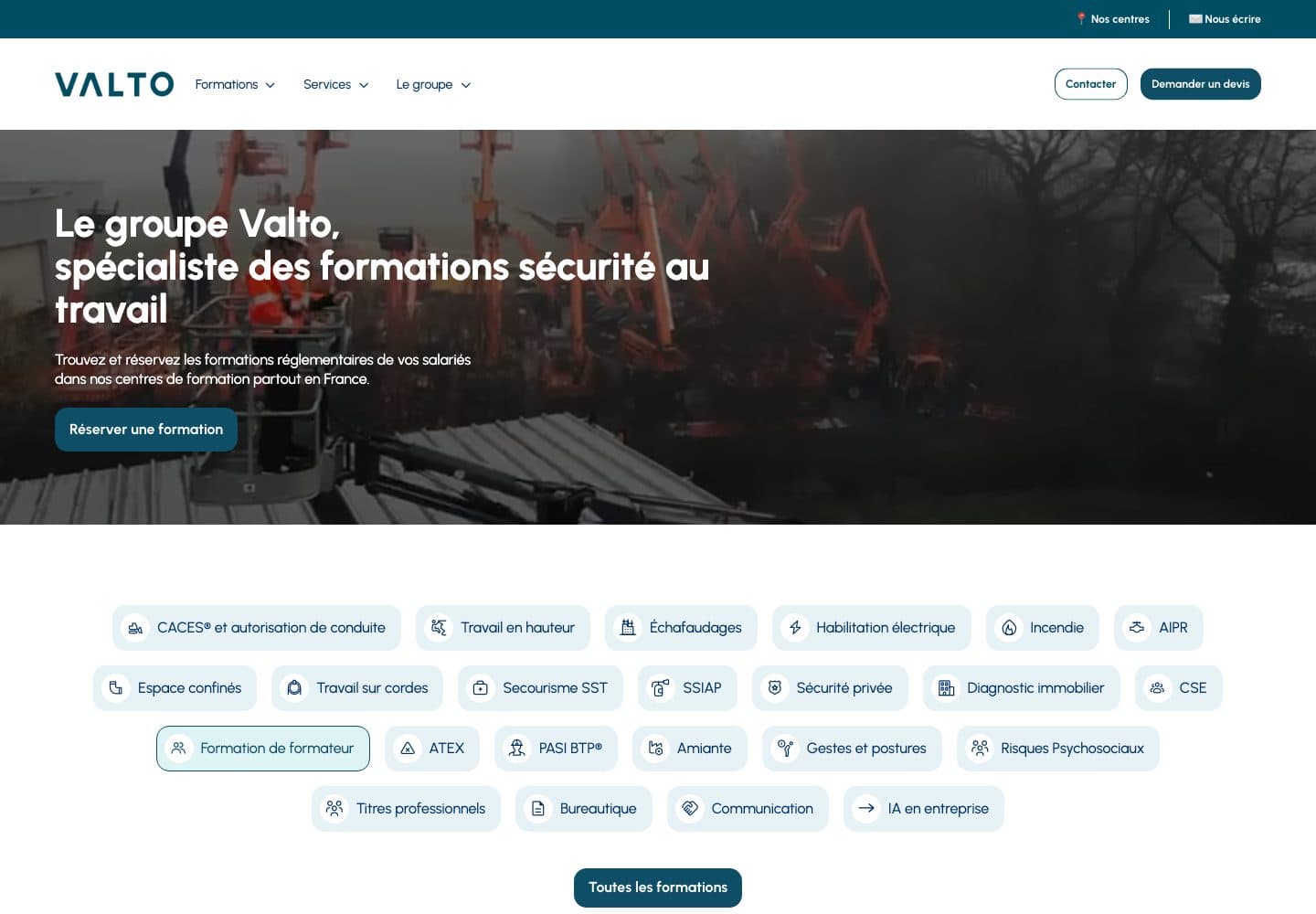 Capture d'écran du site Valto